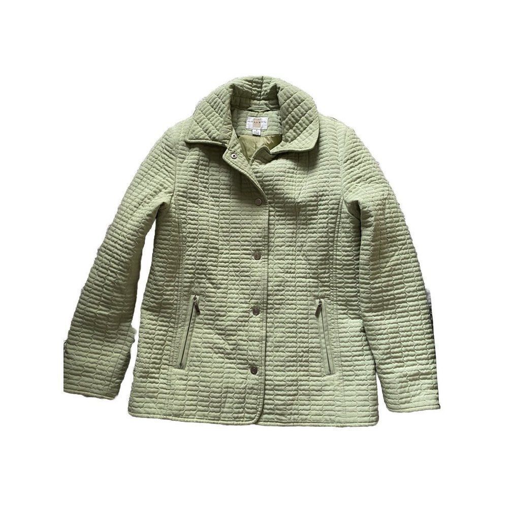 Gallery Coat Jacket Pea Light Green Quilted Small Pocketed